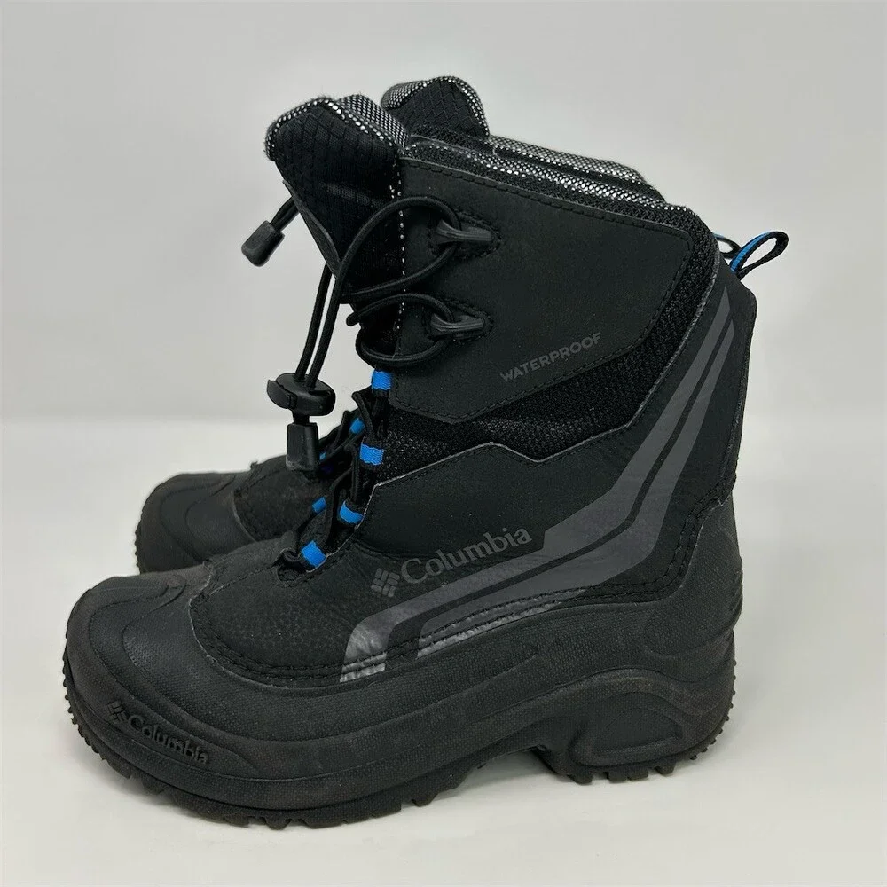 Columbia Bugaboot Plus IV Youth Snow Boots Waterproof Insulated Black/Blue 4